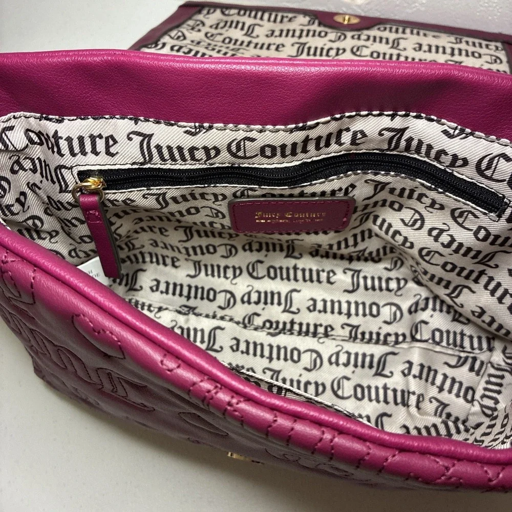 Juicy Couture Lovely Girl Shoulder Bag Purse Plum Berry Quilted Hearts Chunky‎